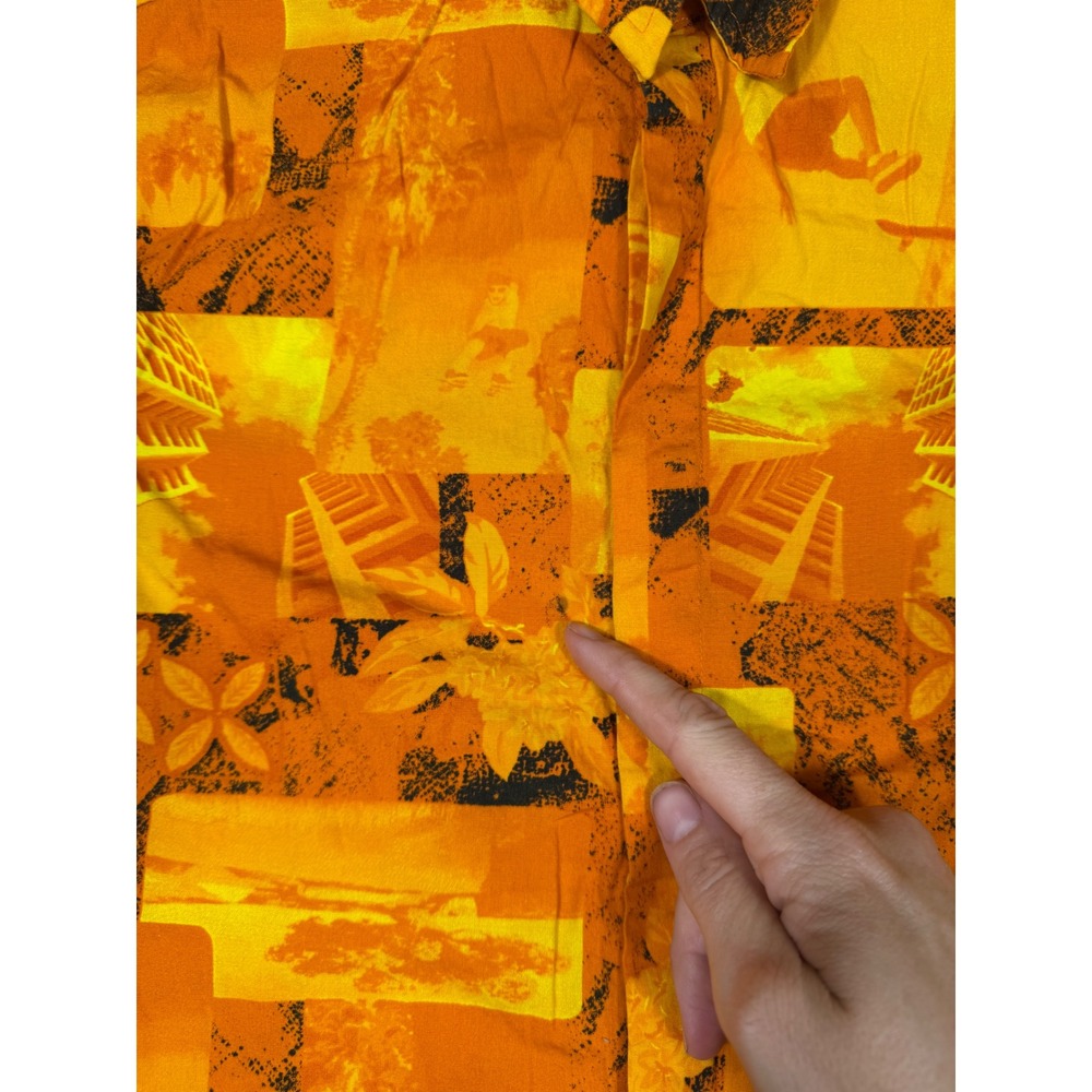 Old Navy Button Down Shirt Boys 8 Orange Good Vintage Skater Surf Graphic Y2K - Picture 2 of 11